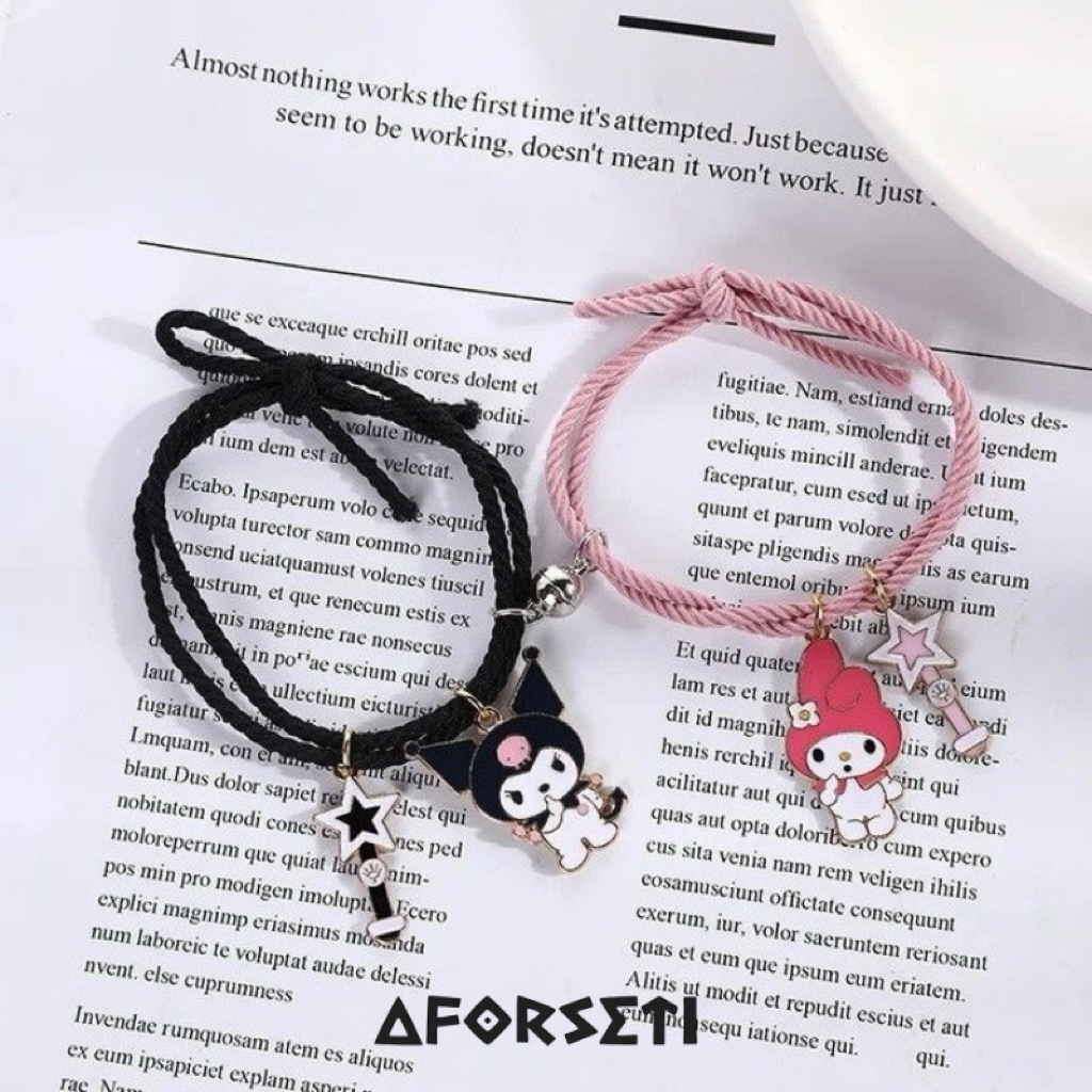 COD✨GELANG 2pcs "SANRIO" / GELANG COUPLE / GELANG MANIK / GELANG TALI KOREA / GELANG PRIA WANITA POL