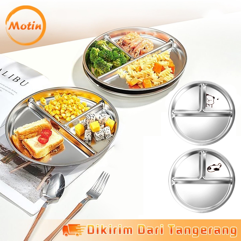 Piring Makan Bayi 3 Sekat Stainless Nampan Makanan Nampan Makanan Cepat Saji Anak