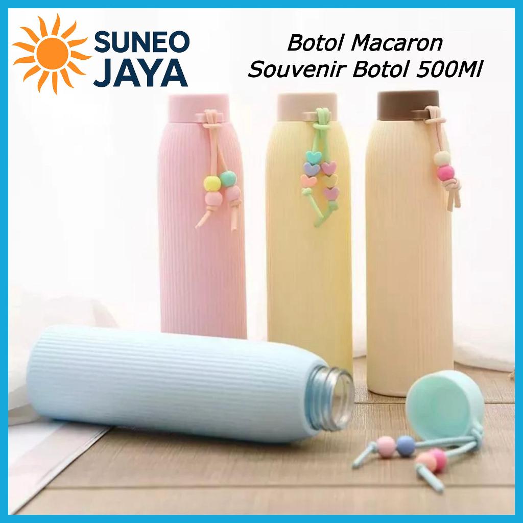 Suneojaya - Botol Kaca Macaron Tali Tumbler Kaca Unik Aesthetic 500ml / Botol Macaron Kaca 500ml
