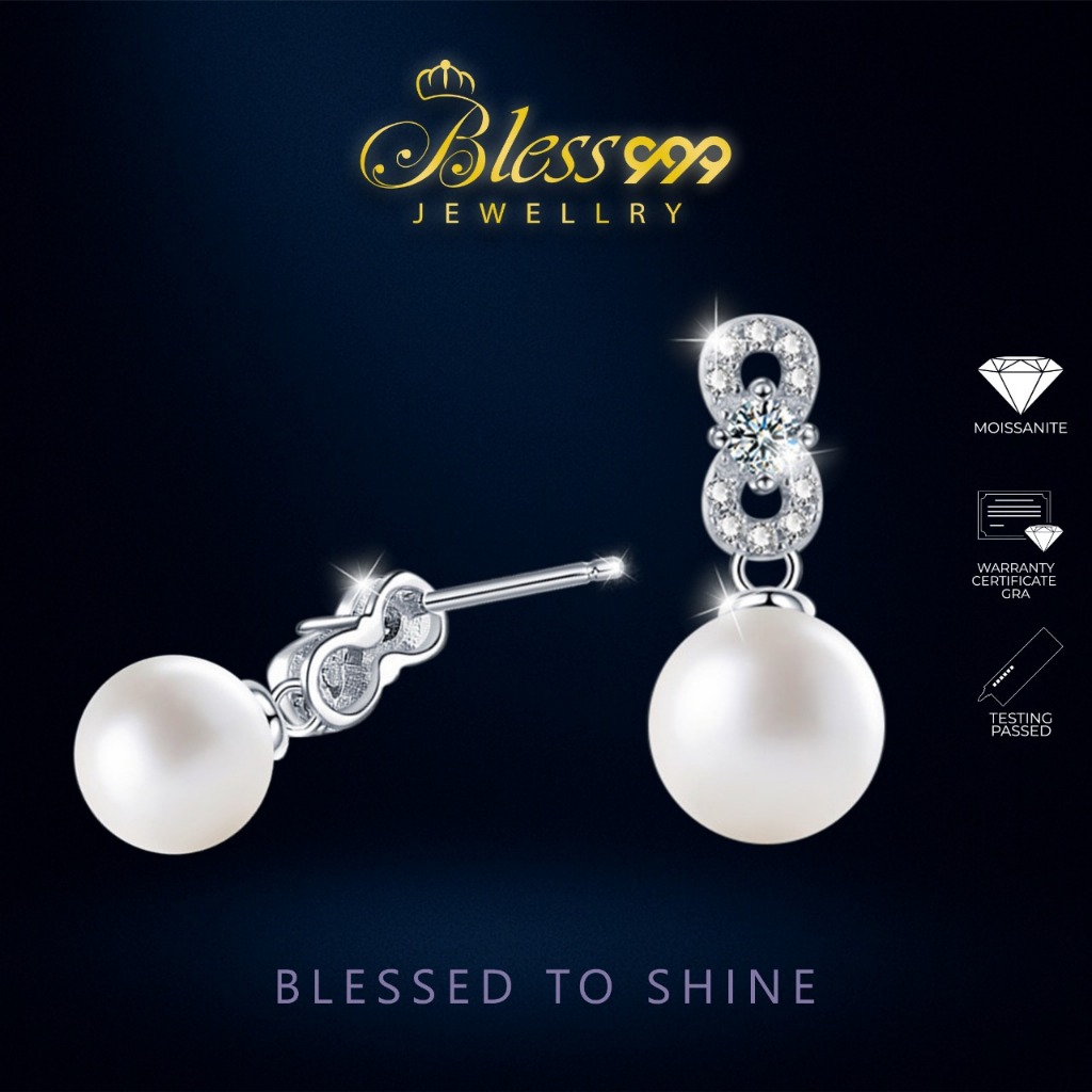 Anting / Earrings Pearl Moissanite Sertifikat GRA original