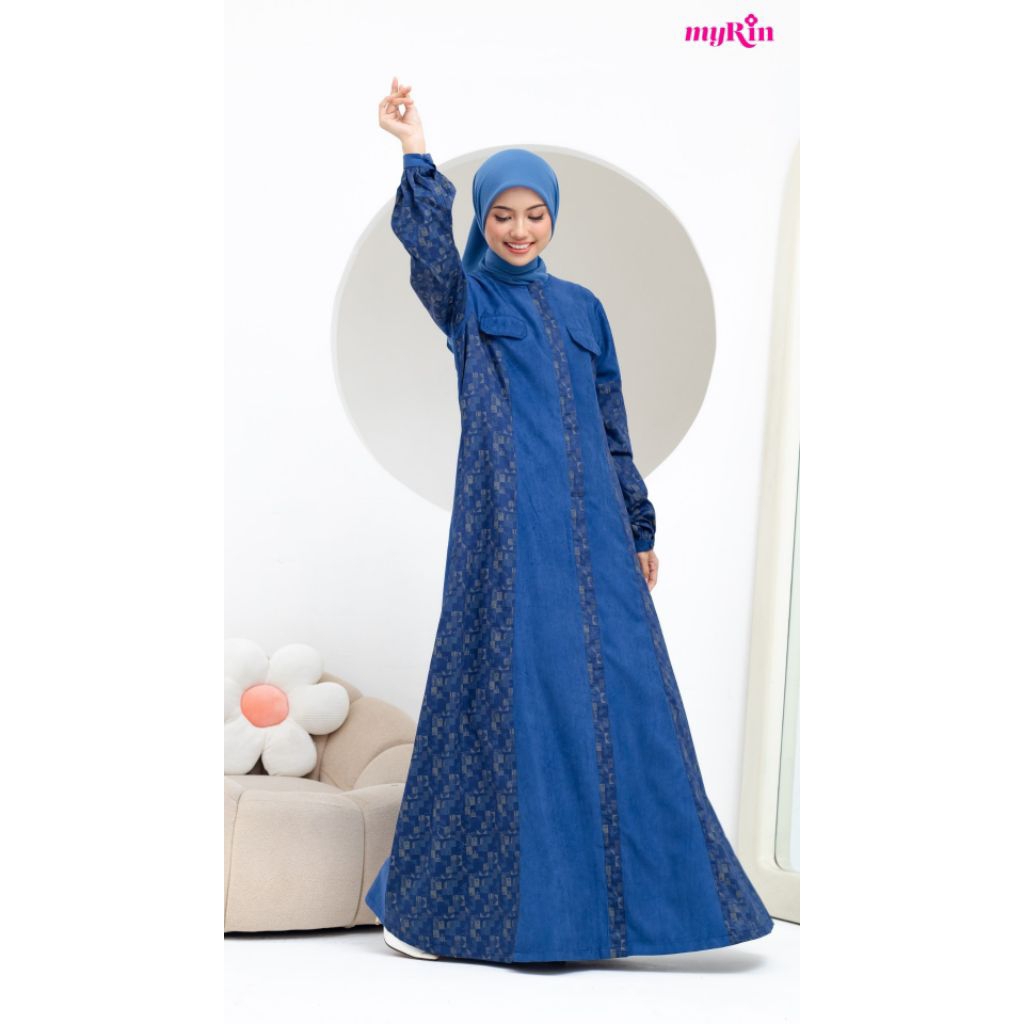 Azima Dress Navy | Gamis by myRin |