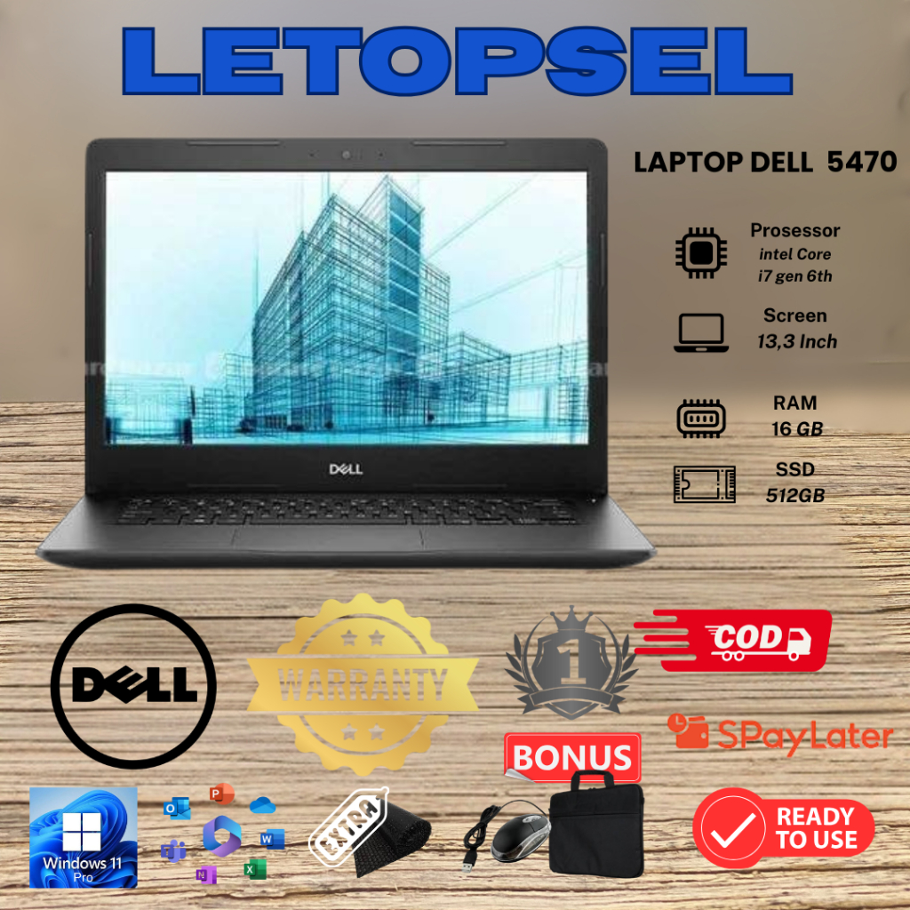 Laptop Dell Latitude 5470 i7 GEN 6 RAM 16GB/512GB SSD MULUS FREE TAS & MOUSE