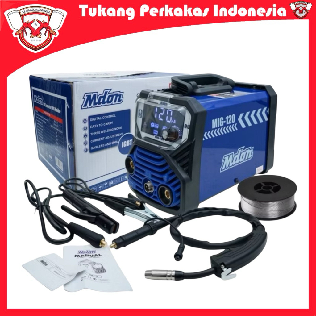 Mesin Las MIG MDON MIG-120 Inverter Las Listrik Trafo Travo Tanpa Gas Co MIG 120A TERMURAH