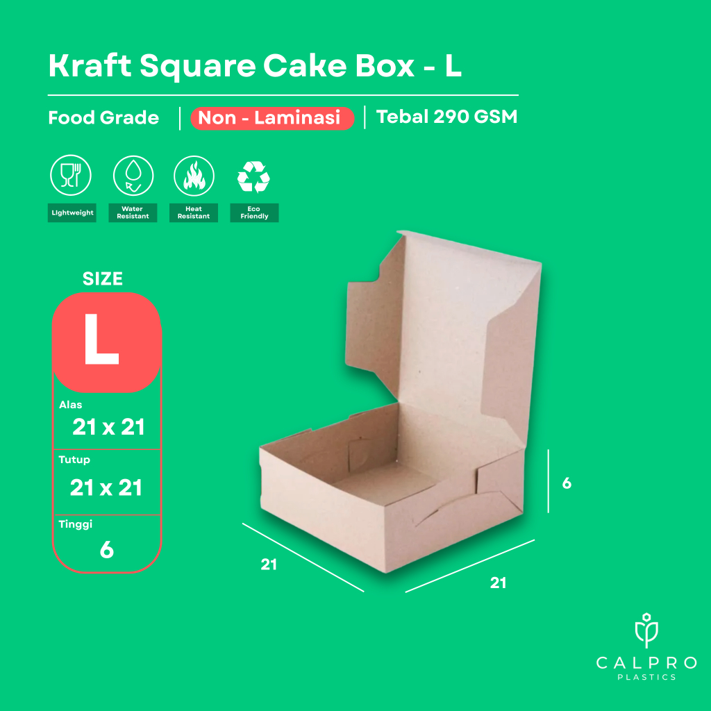 Calpro - 12 x 12 Snack Rice Box I Dus Kotak Makan Cemilan Kue Basah / Kering Besar, Usaha Kuliner Ja