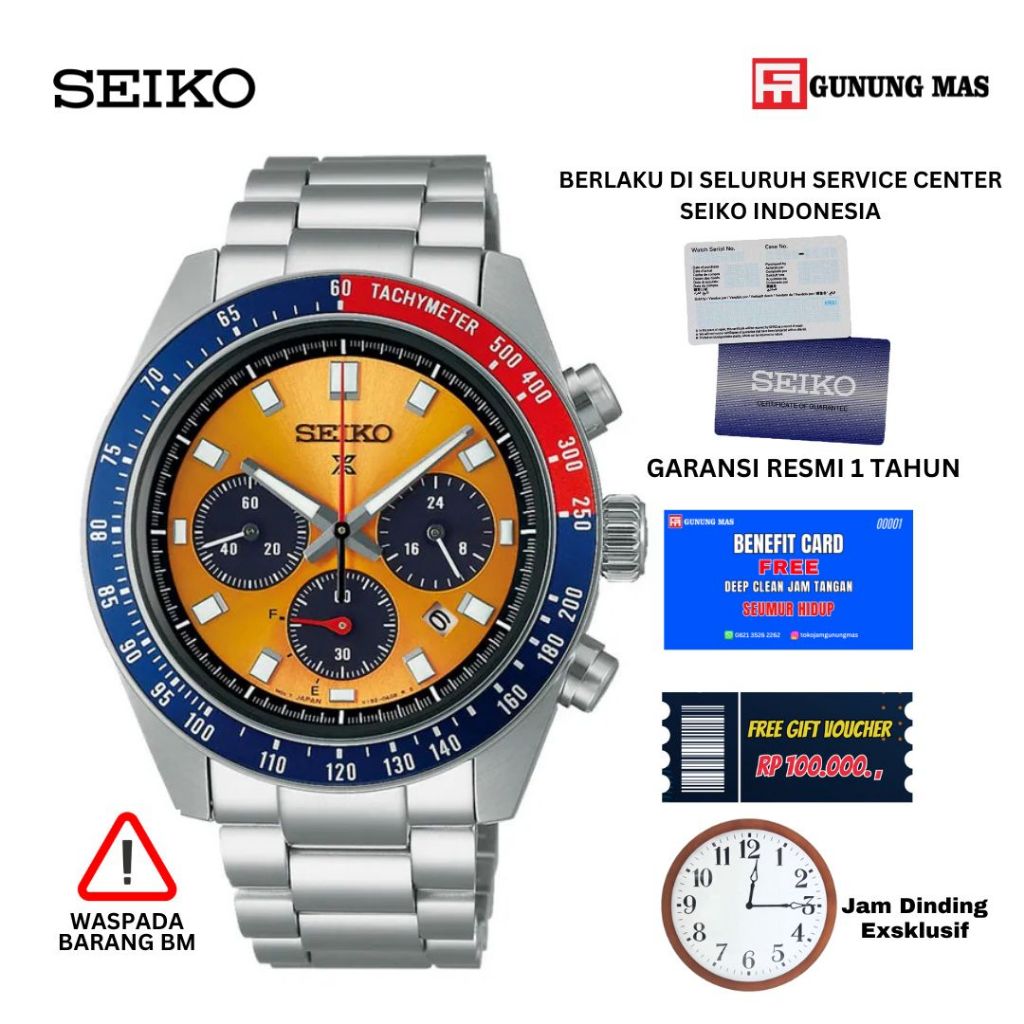 Seiko Prospex SSC947P1 Speedtimer Pogue Solar Chronograph Orange Dial Stainless Steel Strap Prospex 