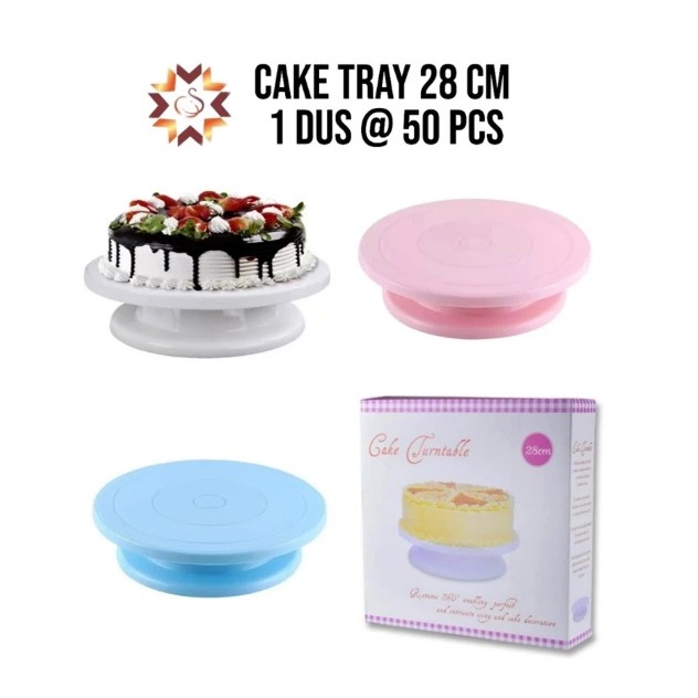 Meja Dekor Putar Rotating Cake Turntable Piring Plastic Rotating Table Display Penghias Birthday