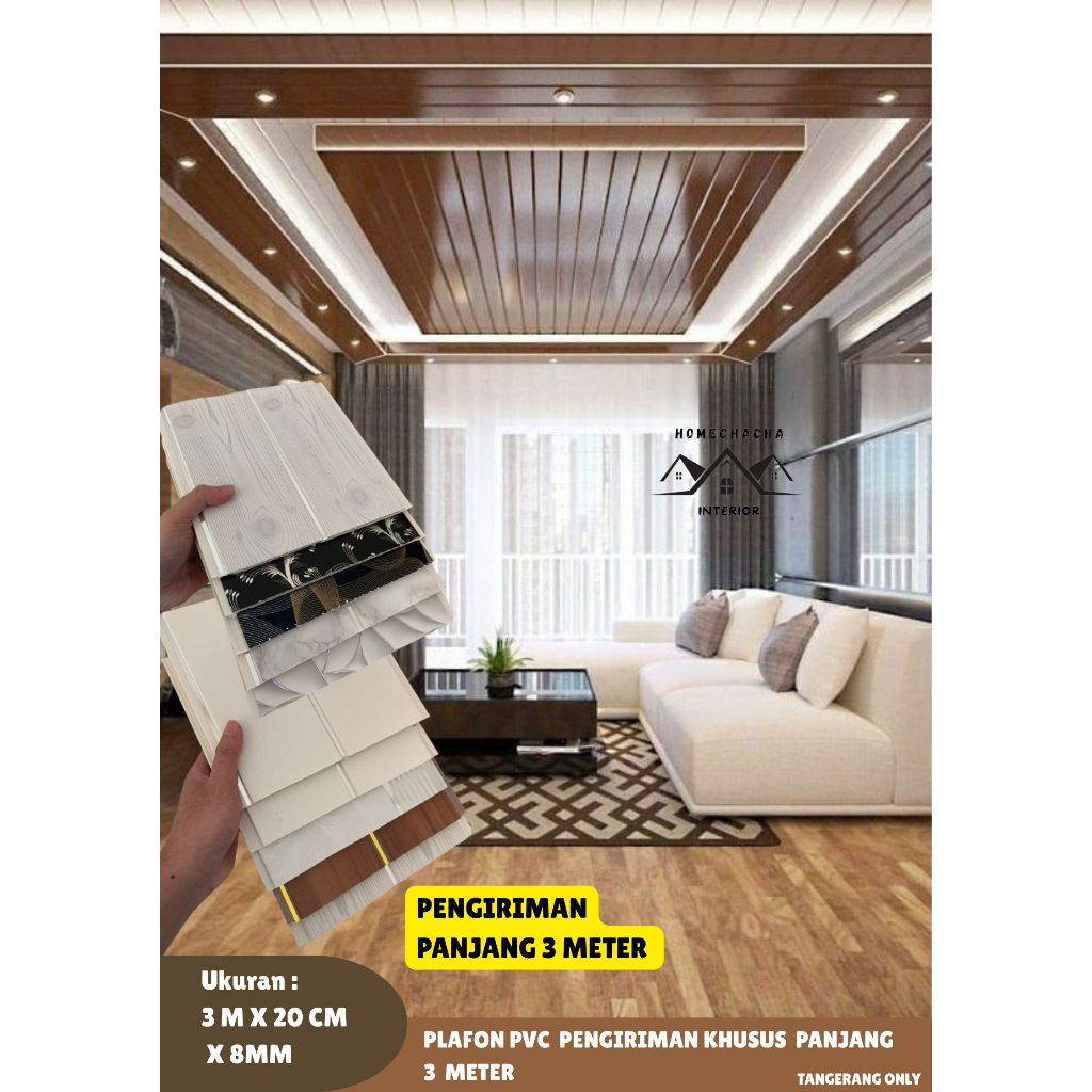 PLAFON PVC PANJANG 3 METER LEBAR 20CM  KHUSUS PENGIRIMAN 3 METER PLAFON PVC HIGH QUALITY