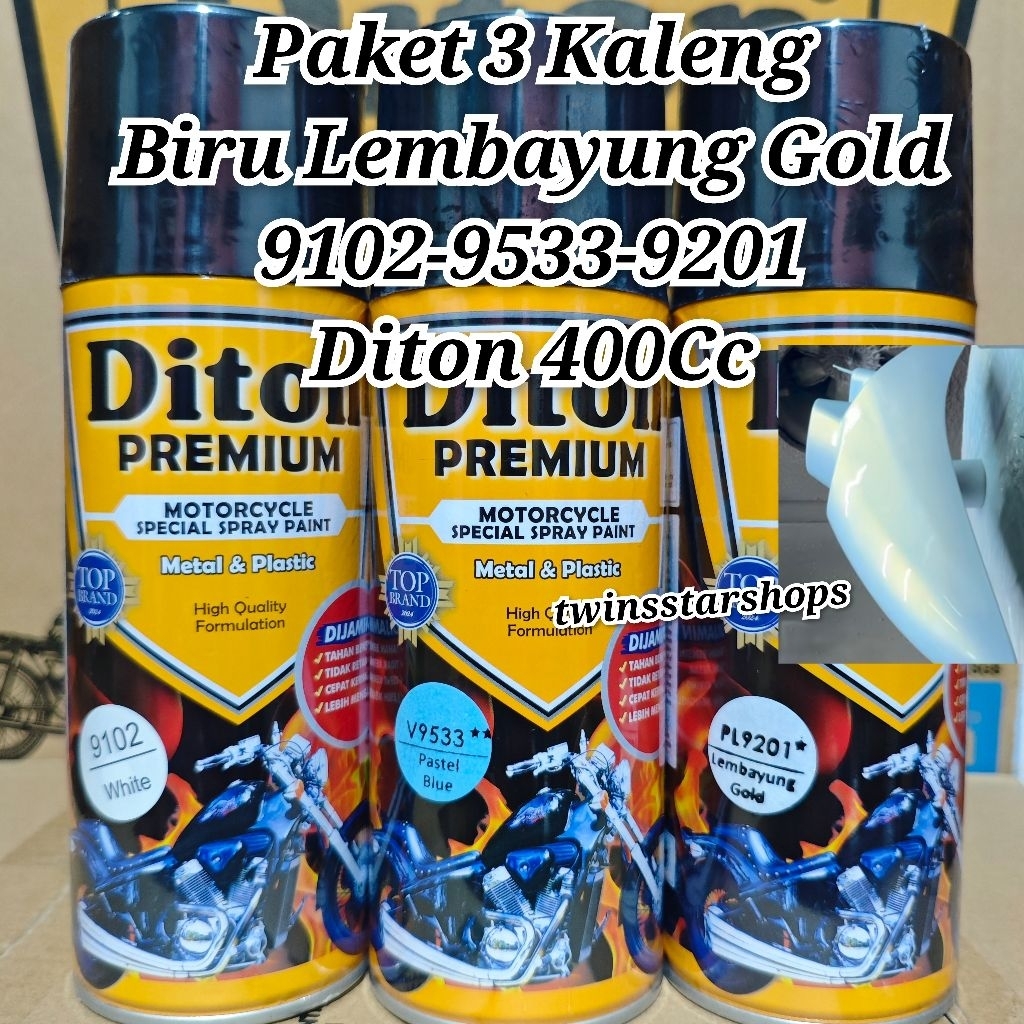 Pilok Pylox Cat Diton Premium Paket 3 Kaleng Biru Lembayung Gold 9201 Pastel Blue 9533 Putih White 9