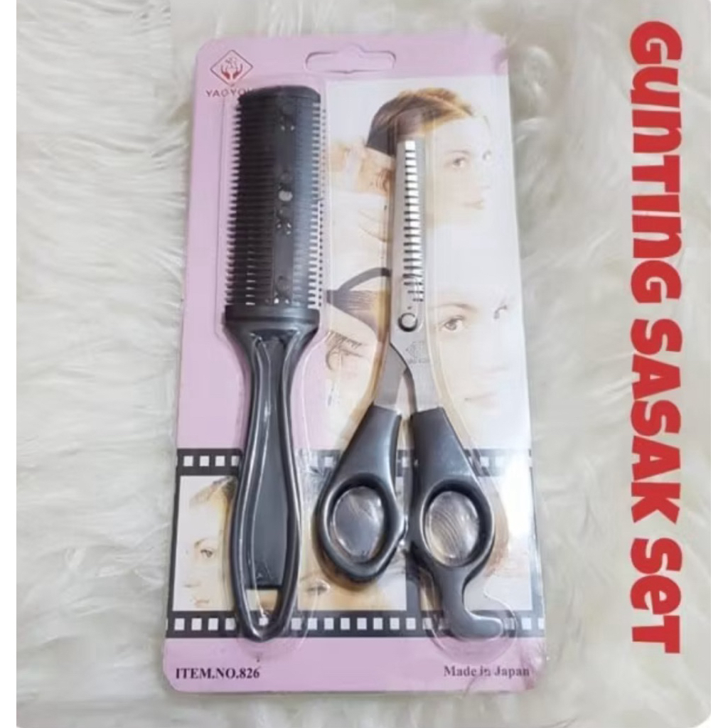 Gunting Sasak 2 Pcs + Sisir Penipis Rambut / Gunting Penipis Rambut