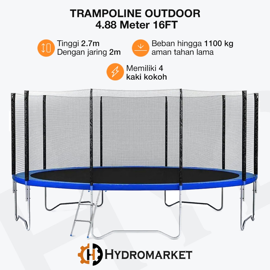 Trampoline Anak Dewasa Olahraga 16feet 4.9m / High Quality Trampolin Mainan Anak Dewasa Outdoor