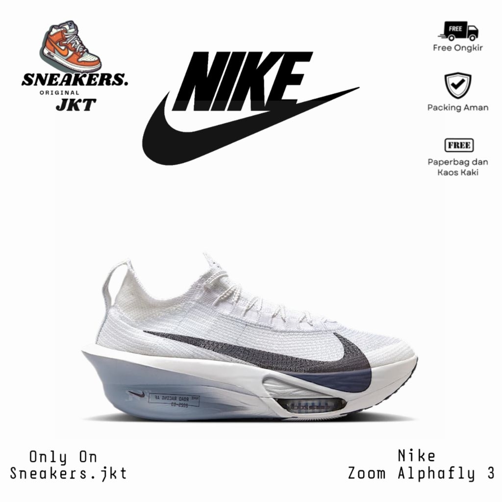 Sepatu Running Nike Zoom Alphafly 3 White/Pure Platinum Original