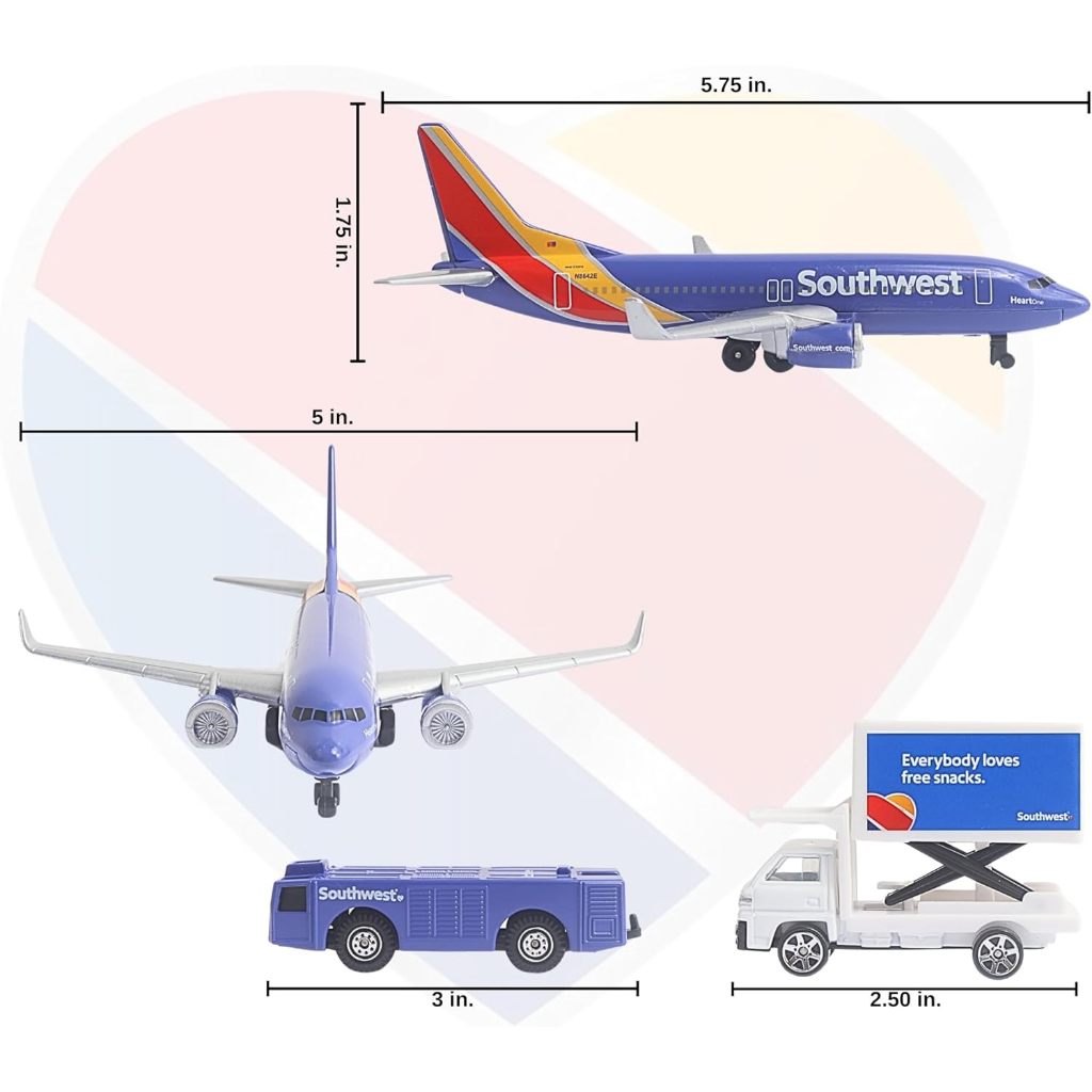 READY DARON SOUTHWEST AIRLINES AIRPORT PLAYSET WITH DIE-CAST METAL MODEL AIRPLANE WITH PLASTIC