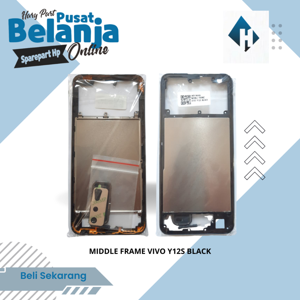 MIDDLE FRAME VIVO Y12S BLACK/ TULANGAN VIVO Y12S / RANGKA TENGAH VIVO Y12S