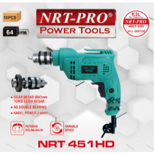 NRT-PRO 451 HD Bor Listrik 10mm Variable Speed / NRT PRO 451 HD BOR LISTRIK 10MM BOLAK BALIK VARIABL