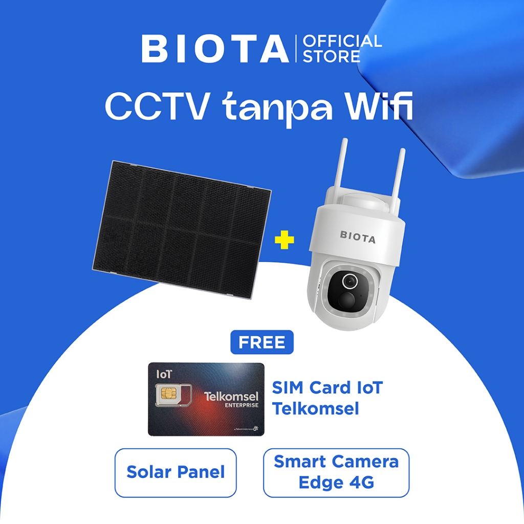 BIOTA Smart Camera Edge 4G PTZ + Solar Panel - CCTV Tanpa WiFi - CCTV SIM Card 4G Tenaga Surya