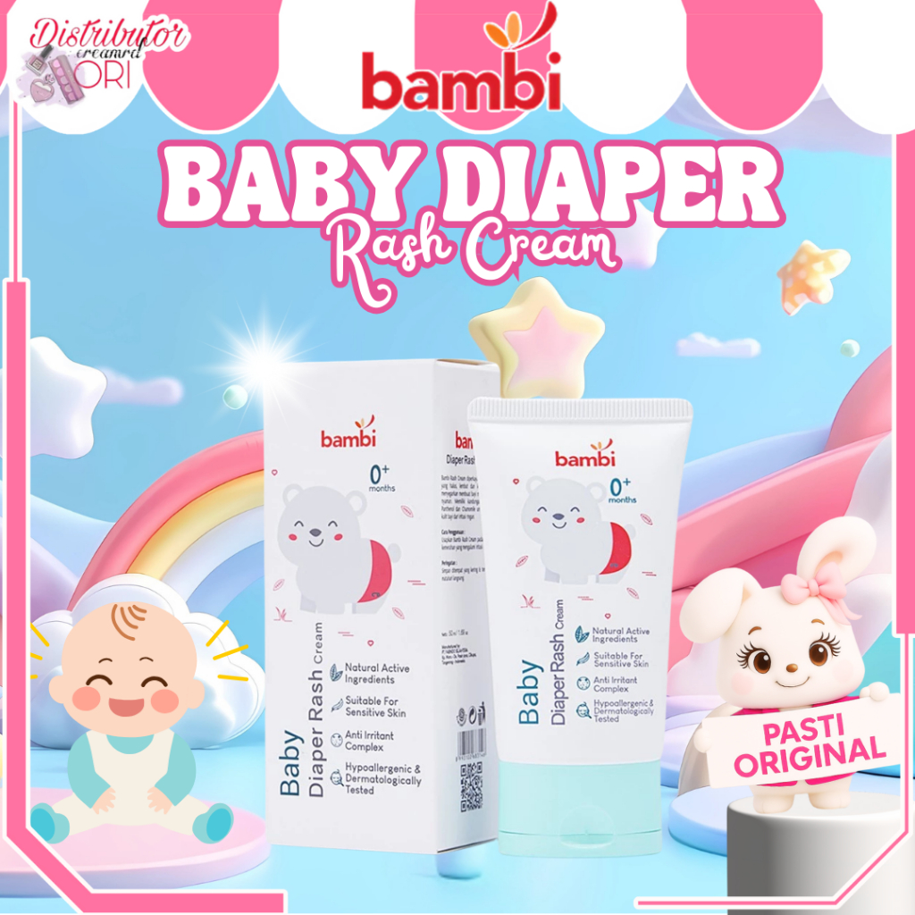 Bambi Baby Diaper Rash Cream 50ml | Krim Ruam Popok Pada Bayi Kulit | Distributor Cream Ori