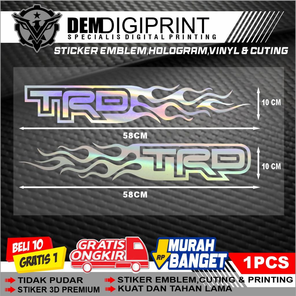 TRD api api,stiker trd racing,stiker cuting untuk mobil,stiker variasi mobil trd