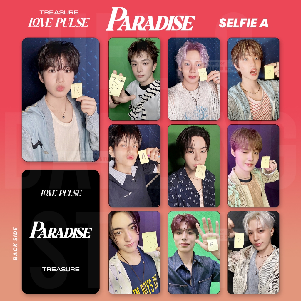 Treasure Love Pulse PARADISE Selfie A OT10 Photocard set. Unofficial. Fan Made.