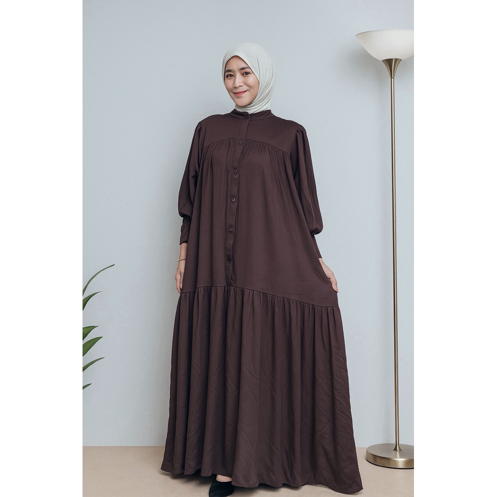 Zarra-Dress Rayon Twill prempium-Gamis Jumbo polos terbaru-Gamis Polos jumbo