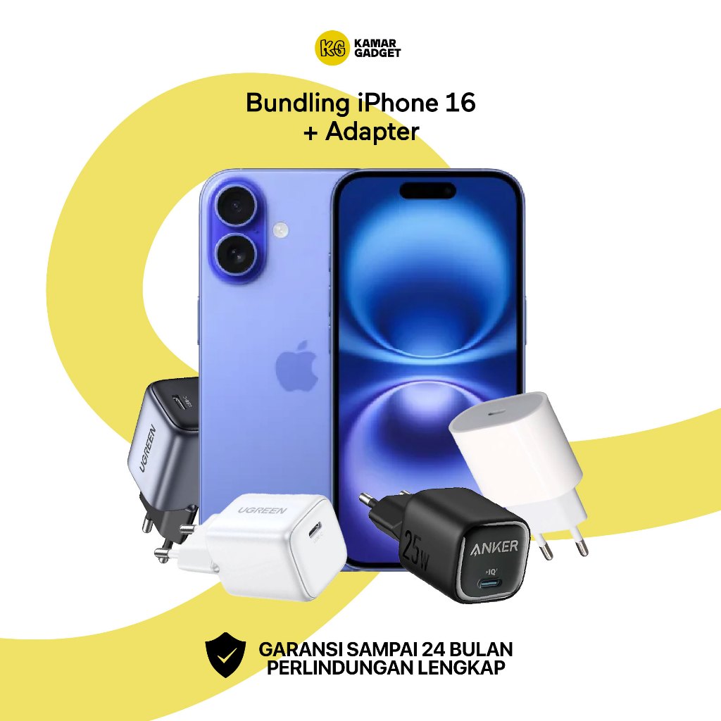 Apple iPhone 16 New 128GB Garansi Resmi + Adapter Charger