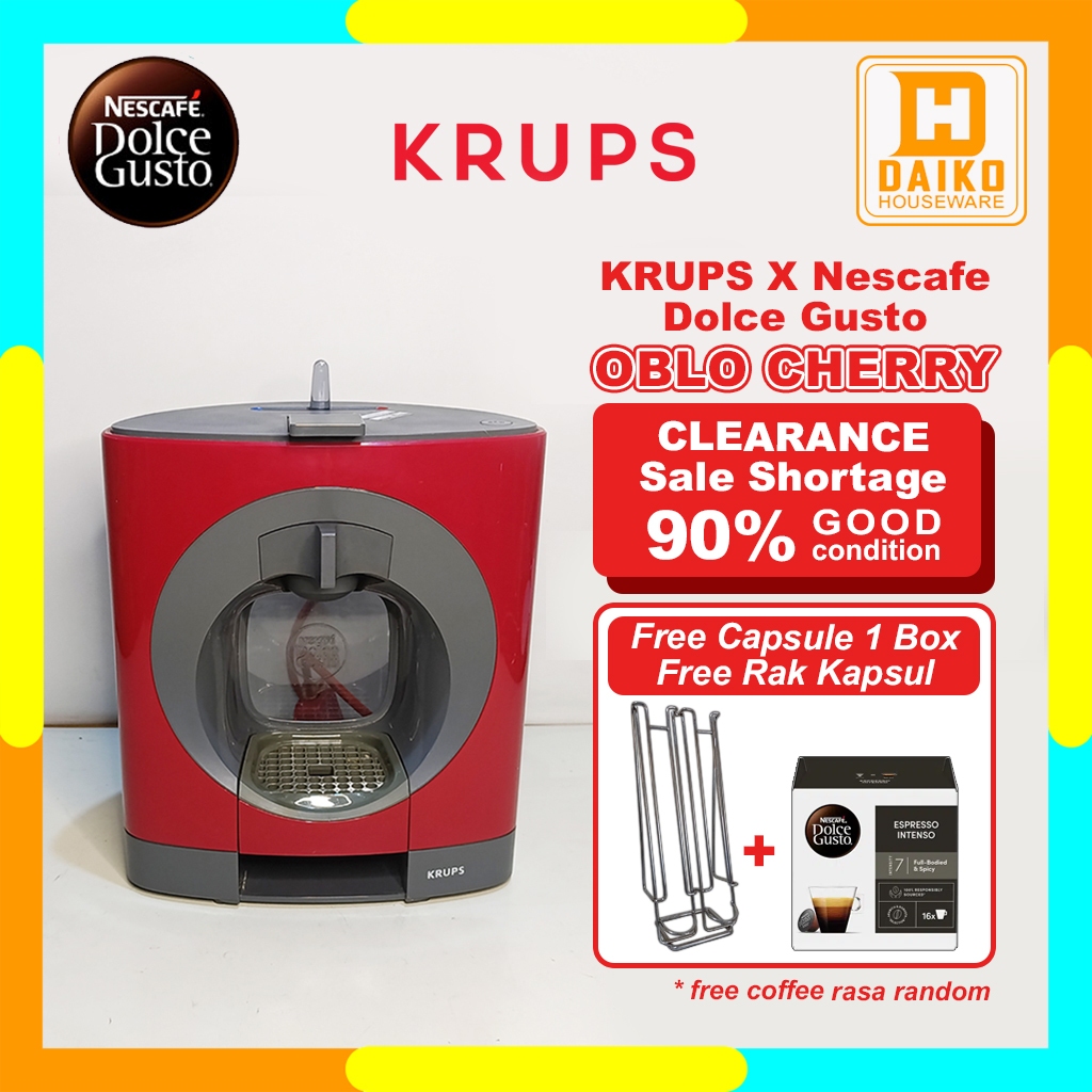 Mesin Kopi Krups X Nescafe Dolce Gusto Oblo Cherry Manual Kondisi 90% Bergaransi Free Kopi + Rak
