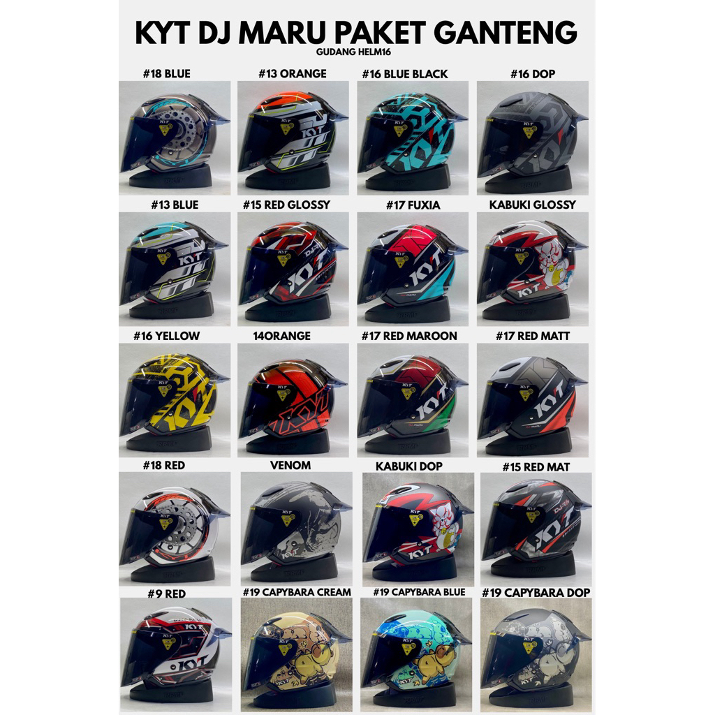 KYT DJ MARU ALL MOTIF KACA SMOKE FREE SPOILER 2D - HELM KYT HALF FACE ORIGINAL SNI UNTUK DEWASA COWO