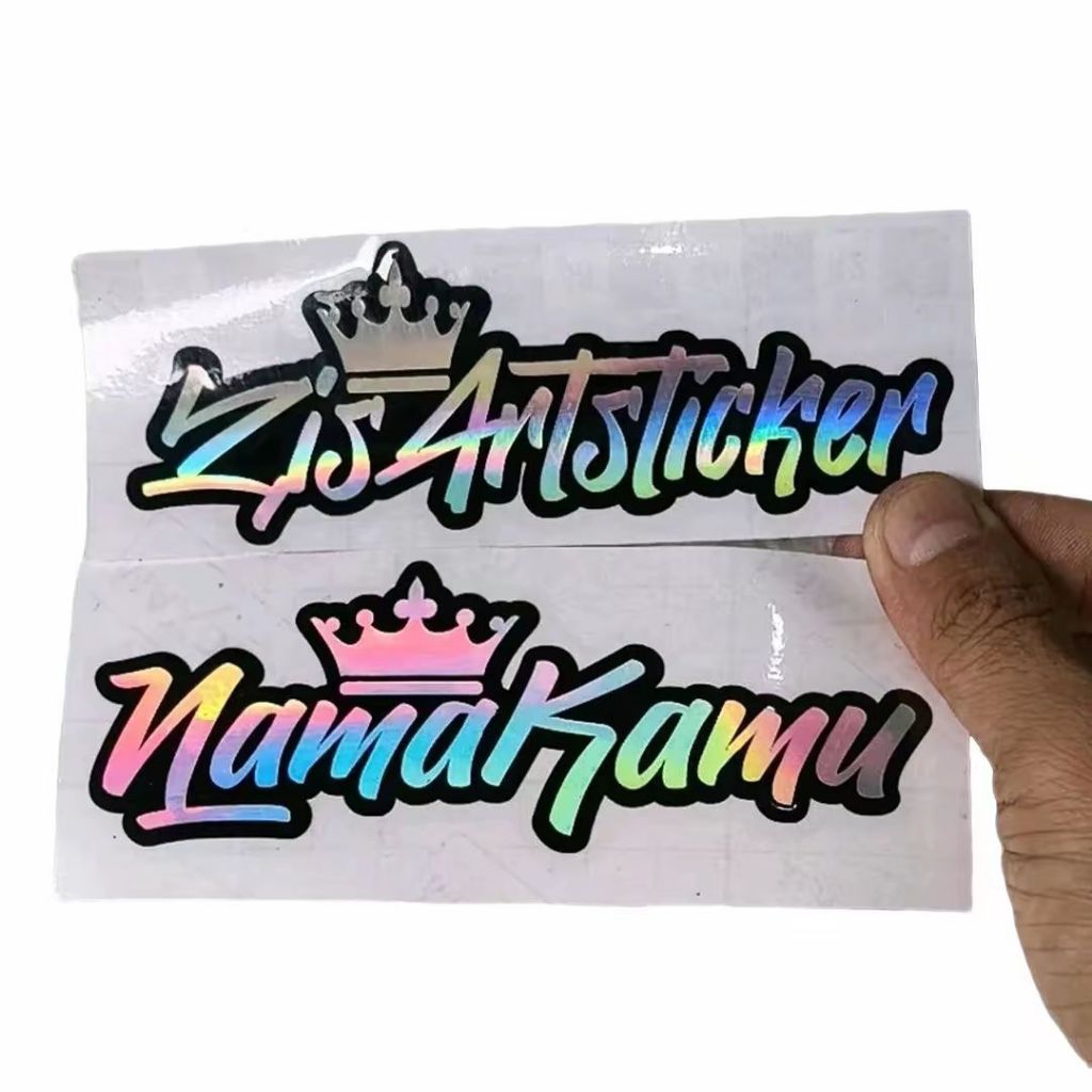 STIKER NAMA CUSTOM NAMA REQUEST HOLOGRAM NAMA MAHKOTA - STIKER MOTOR - STIKER MOBIL Car Motorcycle