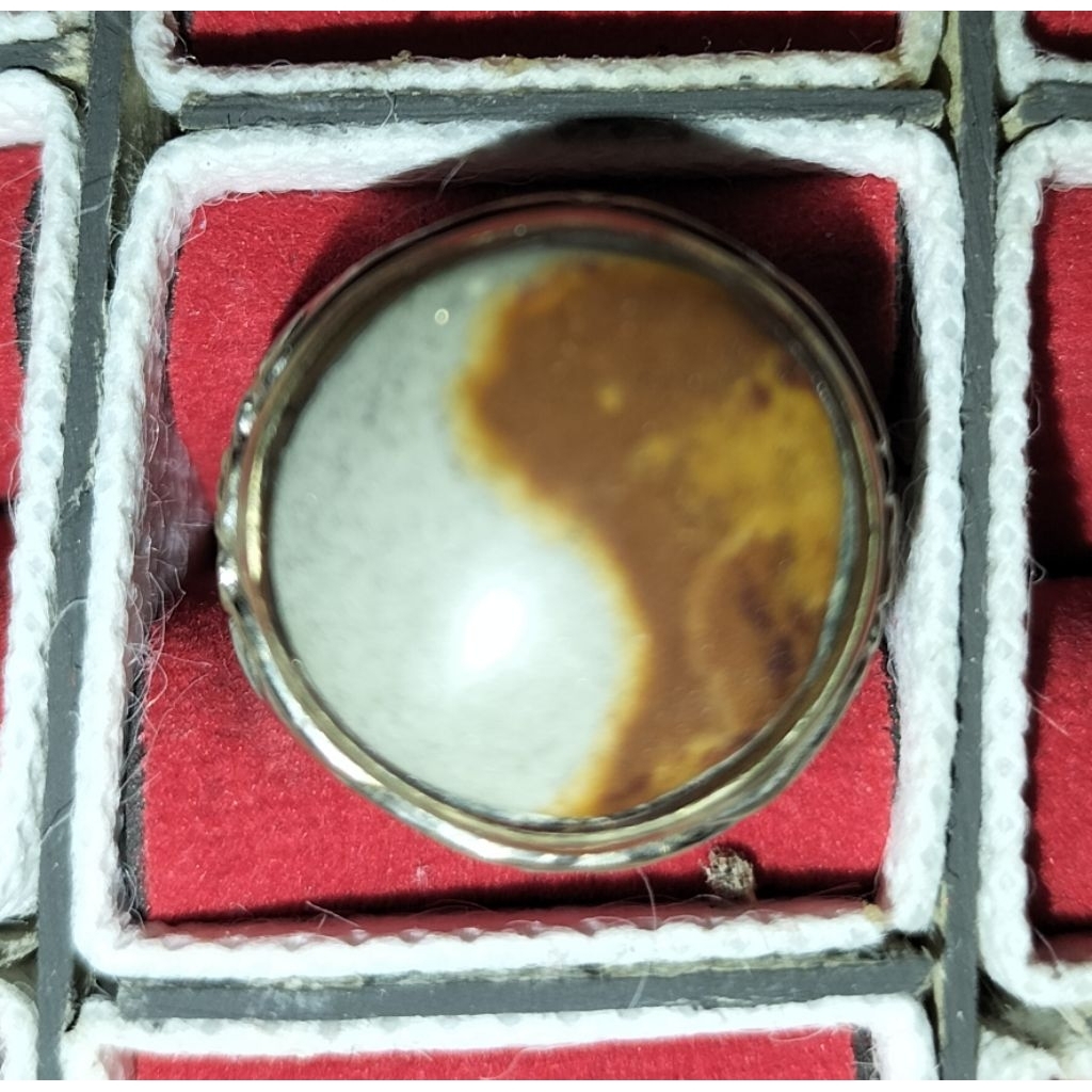 Natural Batu cincin Akik Yin Yang