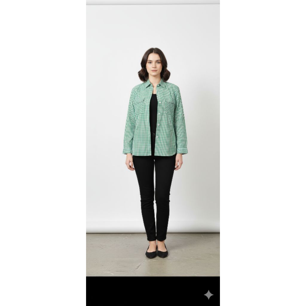 Kemeja Panjang Wanita Kotak Kotak Kecil [PRELOVED]