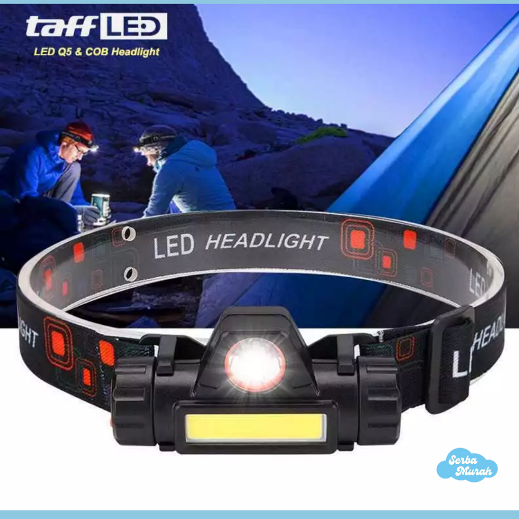 SENTER KEPALA LED USB RECHARGEABLE SUPER TERANG HEADLAMP OUTDOOR