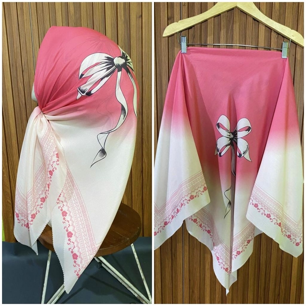 HIJAB SEGI EMPAT VOAL MOTIF SUBLIME KODE 428 PITA PINK MUDA