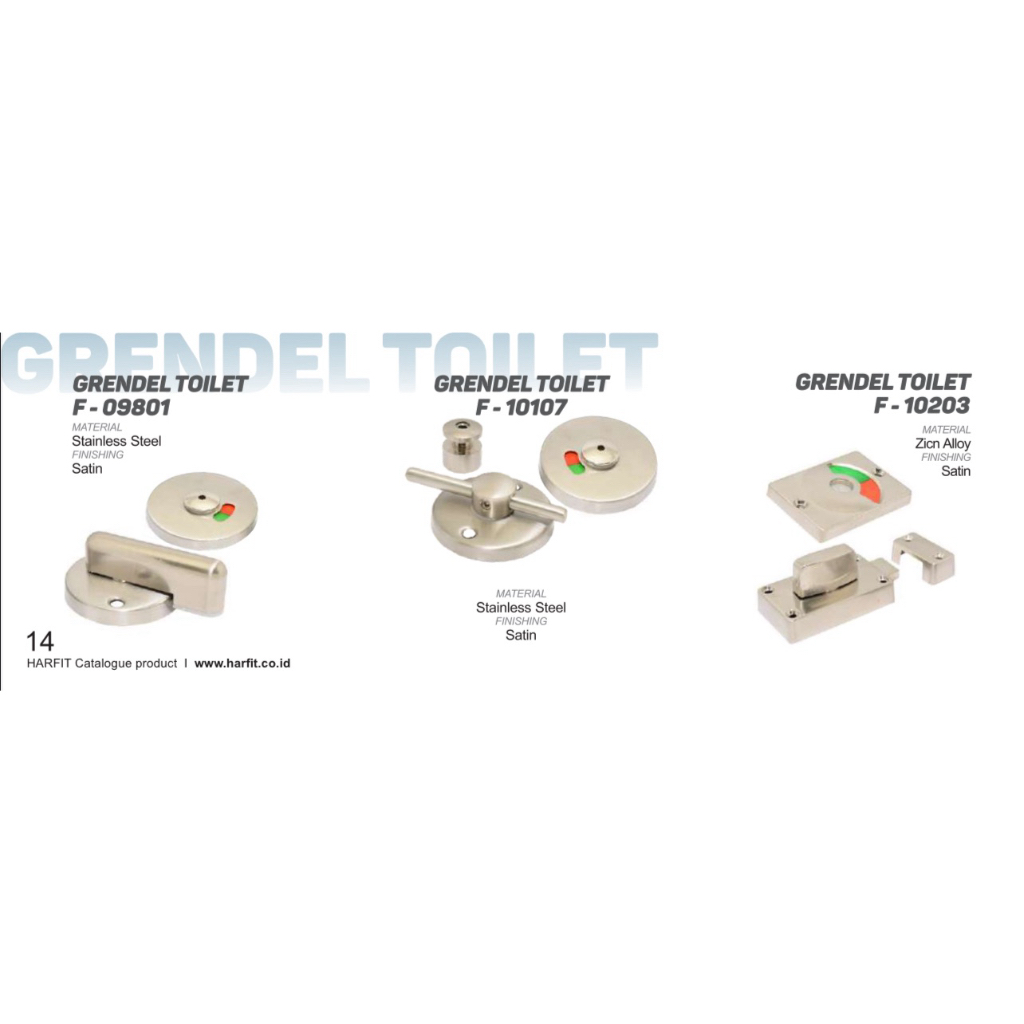 GRENDEL TOILET STAINLESS , GRENDEL TOILET,PENGAIT PINTU KAMAR MANDI STAINLES