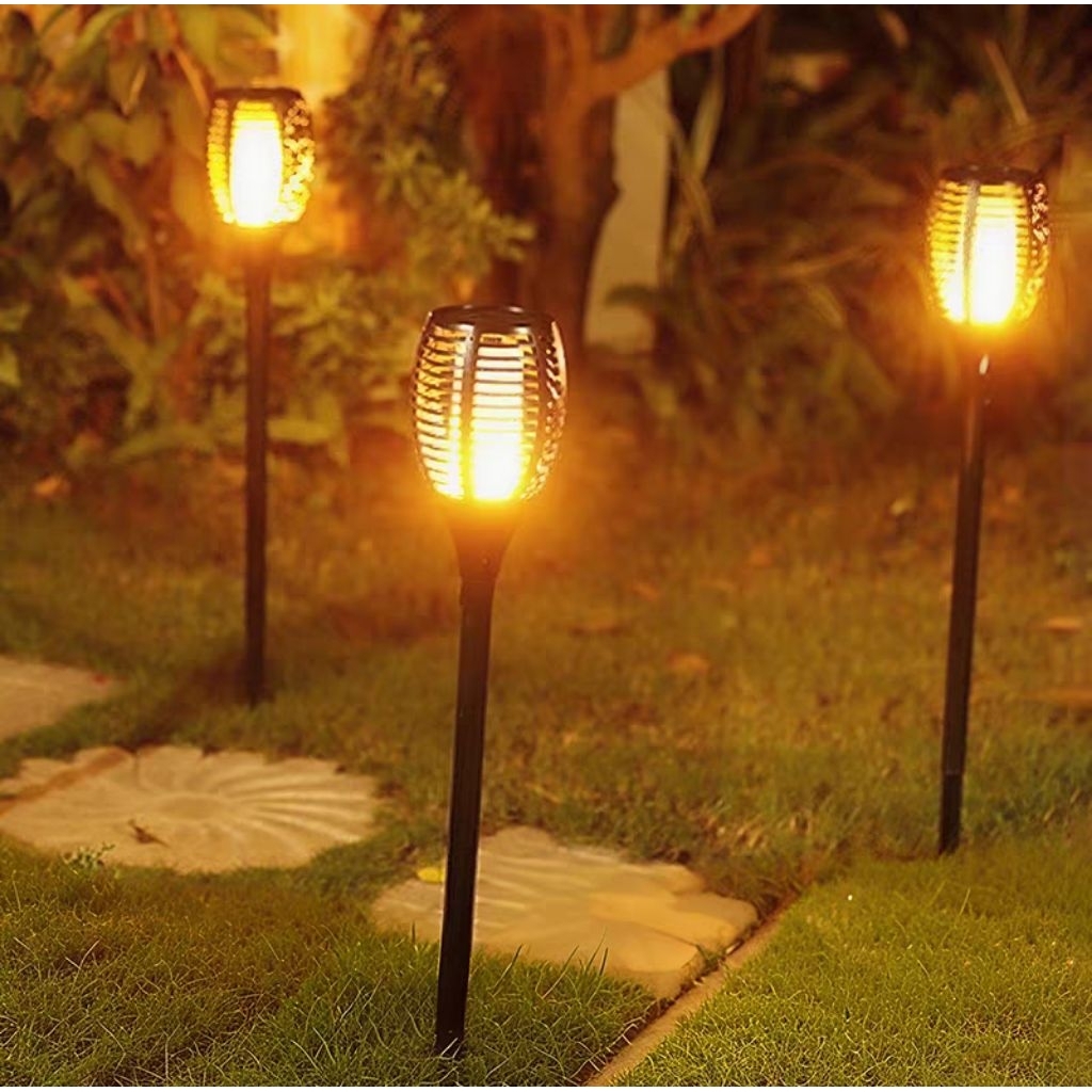 Lampu Taman Solar Panel Obor Api 12 LED W317 / Lampu Taman Model Obor Tenaga Surya TANPA KABEL / Lam