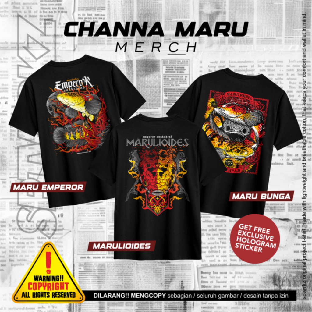 Kaos Channa Mania, Channa Marulioides T-shirt, Kaos Channa, Kaos Channa Maru
