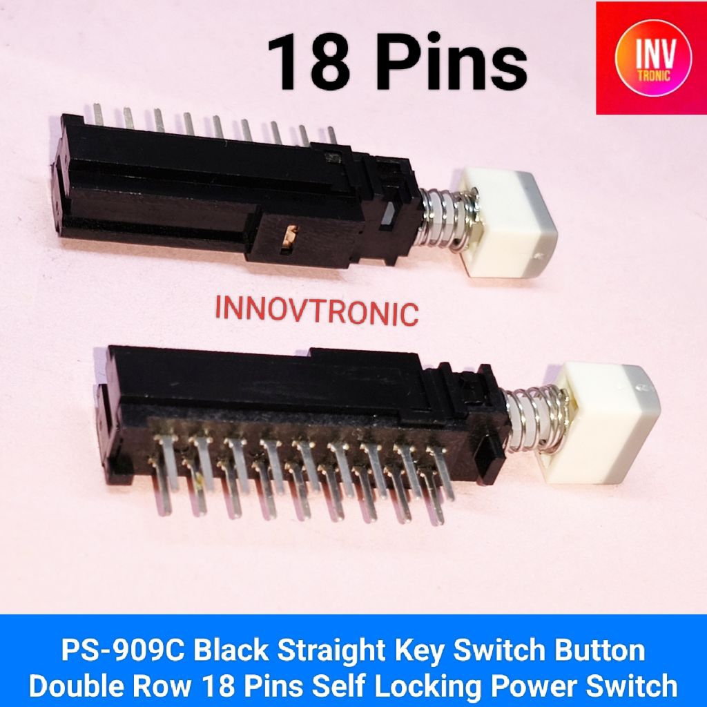 Knob + 6PDT 6x3 (2×9pin) Horisontal Push On Push Off Mini Switch DPDT