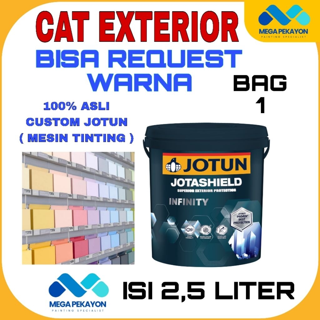 CAT JOTUN JOTASHIELD INFINITY 2,5 LITER REQUEST WARNA CUSTOM TINTING CAT TEMBOK DINDING EXTERIOR