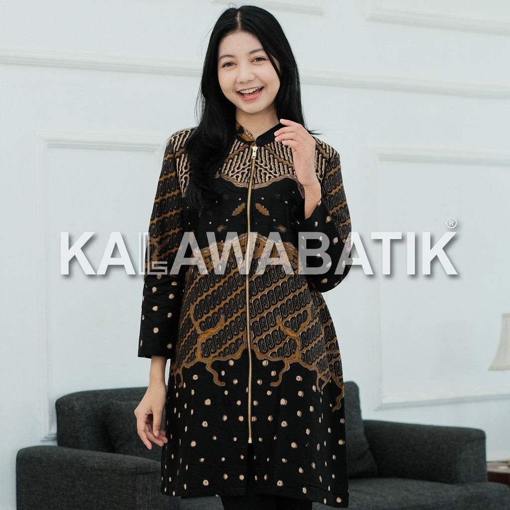 KALAWABATIK-Tunik Wanita-Motif Singkawang Warna Hitam