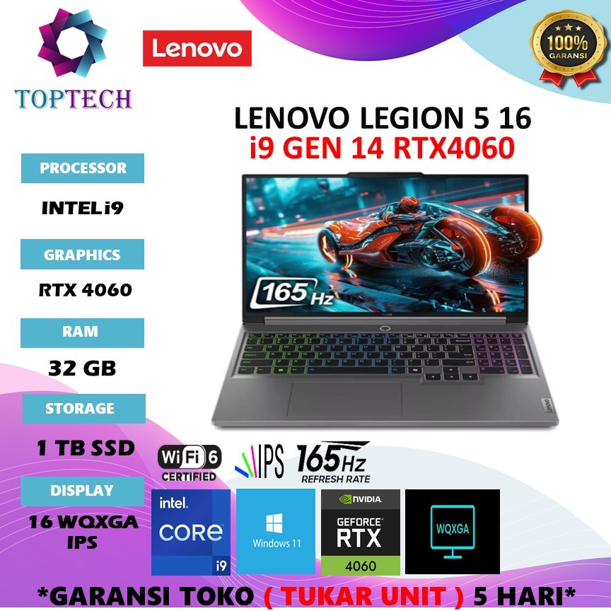 LENOVO LEGION 5 16 I9 14900HX RTX4060 8GB/ 32GB 1TB W11 16.0QHD IPS