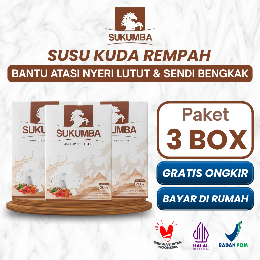 3 Box SUKUMBA Susu Kuda Liar Rempah Sudah BPOM - Atasi Nyeri Lutut & Sendi Bengkak, Asam Urat, Tingk
