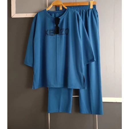 Setelan Baju Wanita Terbaru Kenzz Set BO Bahan Kain Kaos Katun Combed 24s Aplikasi Sablon Size M L X