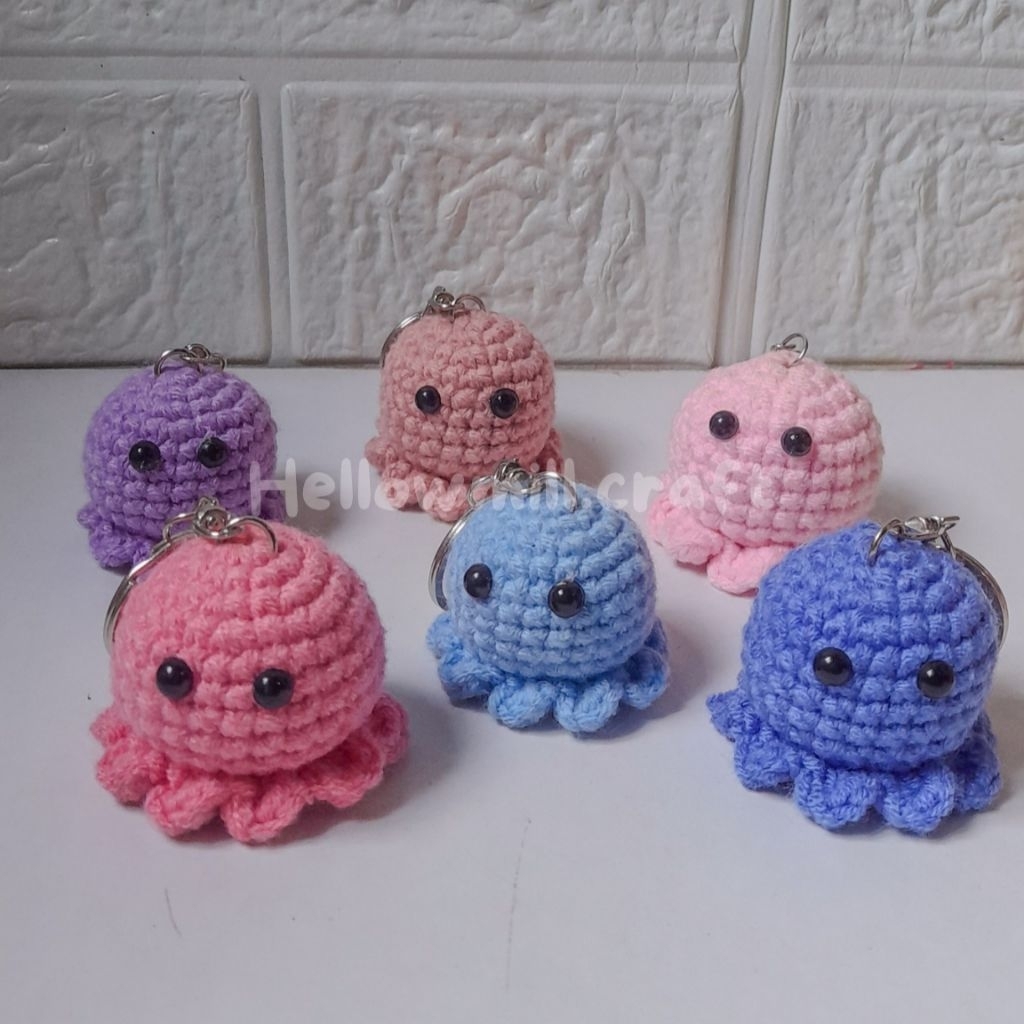 Keychain Amigurumi/Keychain Rajut/Ganci Rajut/Rajut Amigurumi/boneka Amigurumi/boneka octopus