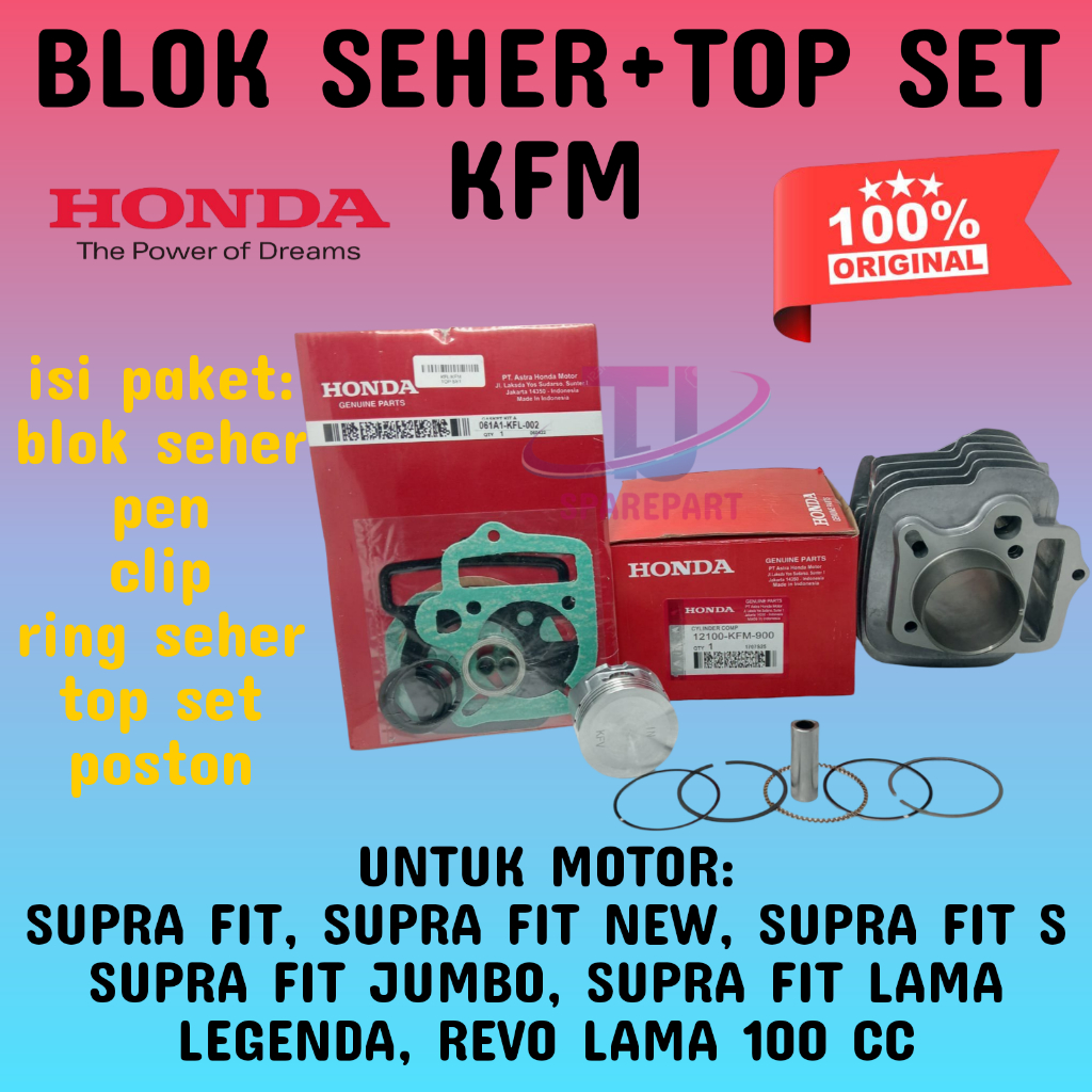 BLOK SEHER + TOP SET KFM KUALITAS HONDA ASLI SUPRA FIT LAMA , SUPRA FIT NEW , Supra FIT X , REVO ORI