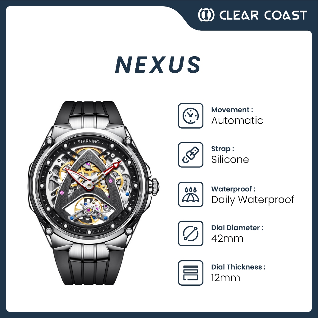 Clear Coast Nexus Jam Tangan Pria Automatic Business Stainless Steel Strap High End Executive