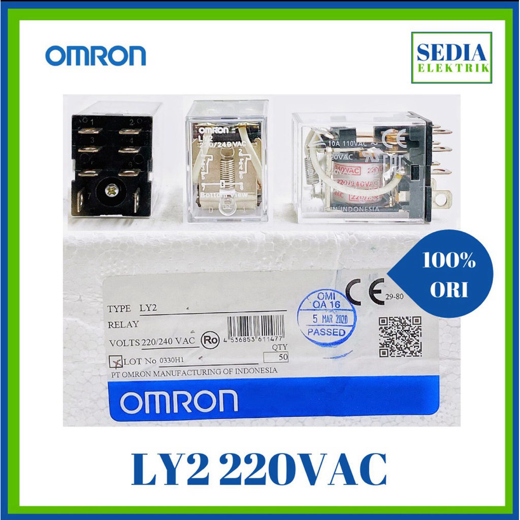 Relay Omron LY2 220VAC 8 Kaki