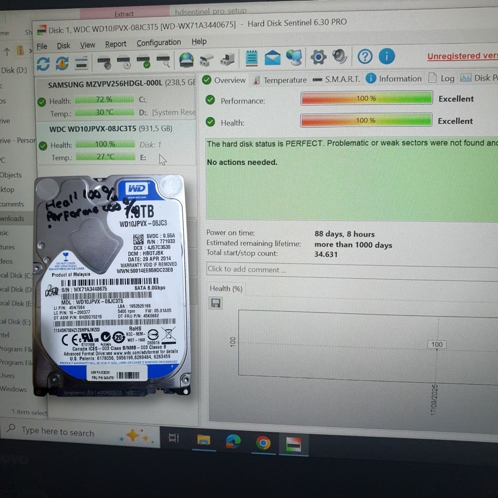 Hdd laptop Second 2.5 Sata 2TB ||1 Tb  || 500 Gb || 320GB || REAL SENTINEL(Foto Sentinel dan Hdd)