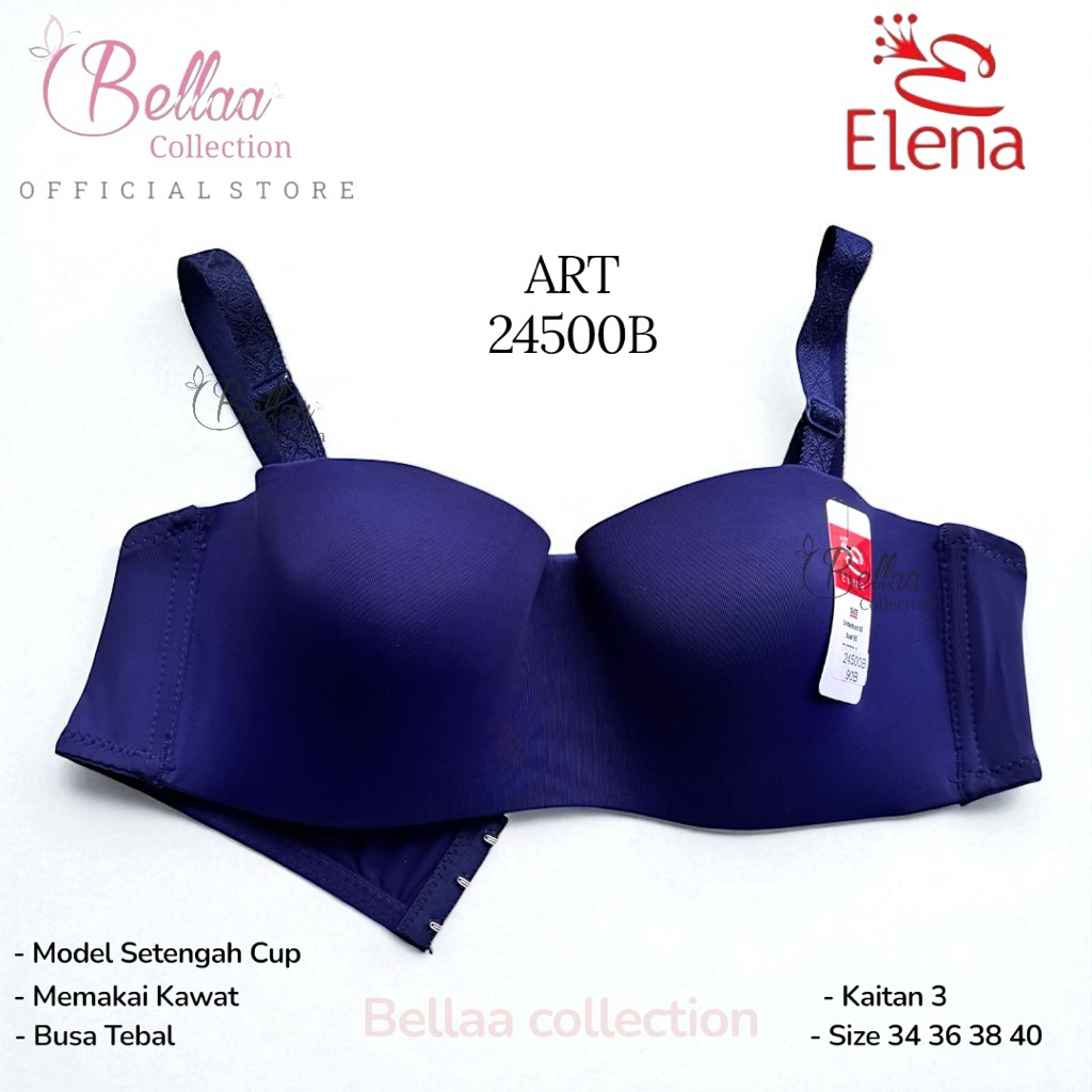 Bra Elena 24500B Busa Tebal Pakai Kawat Bahan Licin Halus Adem Seamless Setengah Cup Kaitan 3