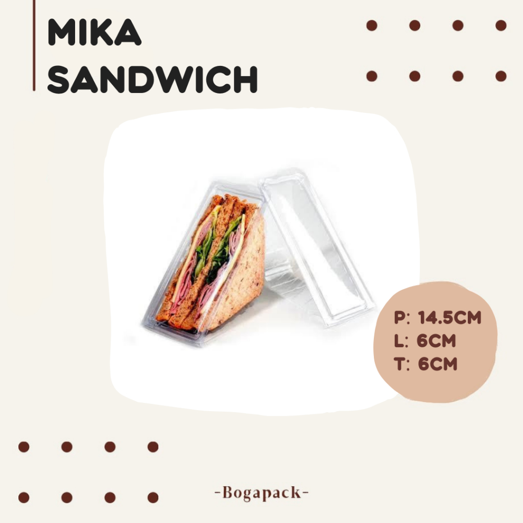 Mika Sandwich Segitiga / Mika Roti Sandwich / Wadah Sandwich / Kemasan Sandwich / Packaging Sandwich