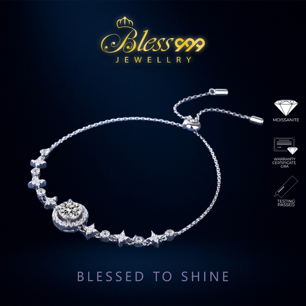 Gelang / Bracelet Luna Star Moissanite Sertifikat GRA Original