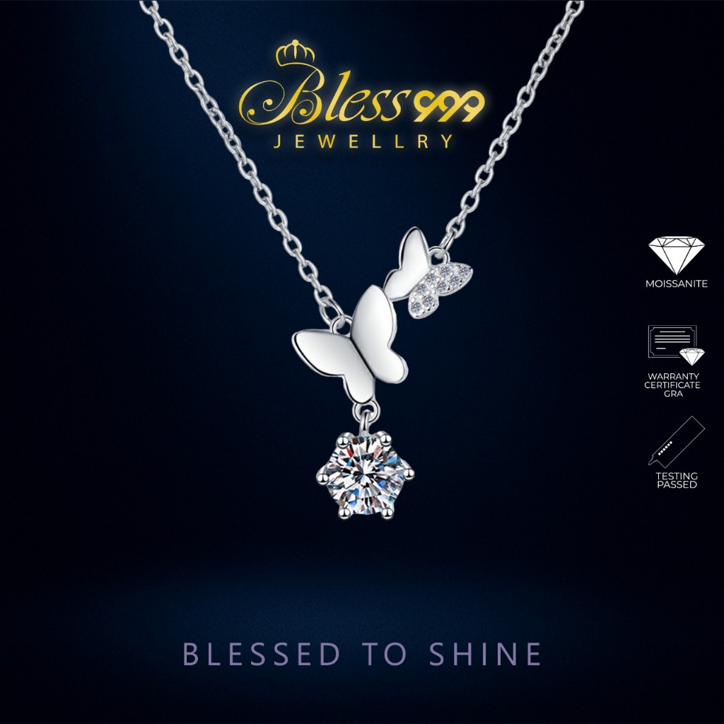 Kalung / Necklaces Butterfly Moissanite Sertifikat GRA original