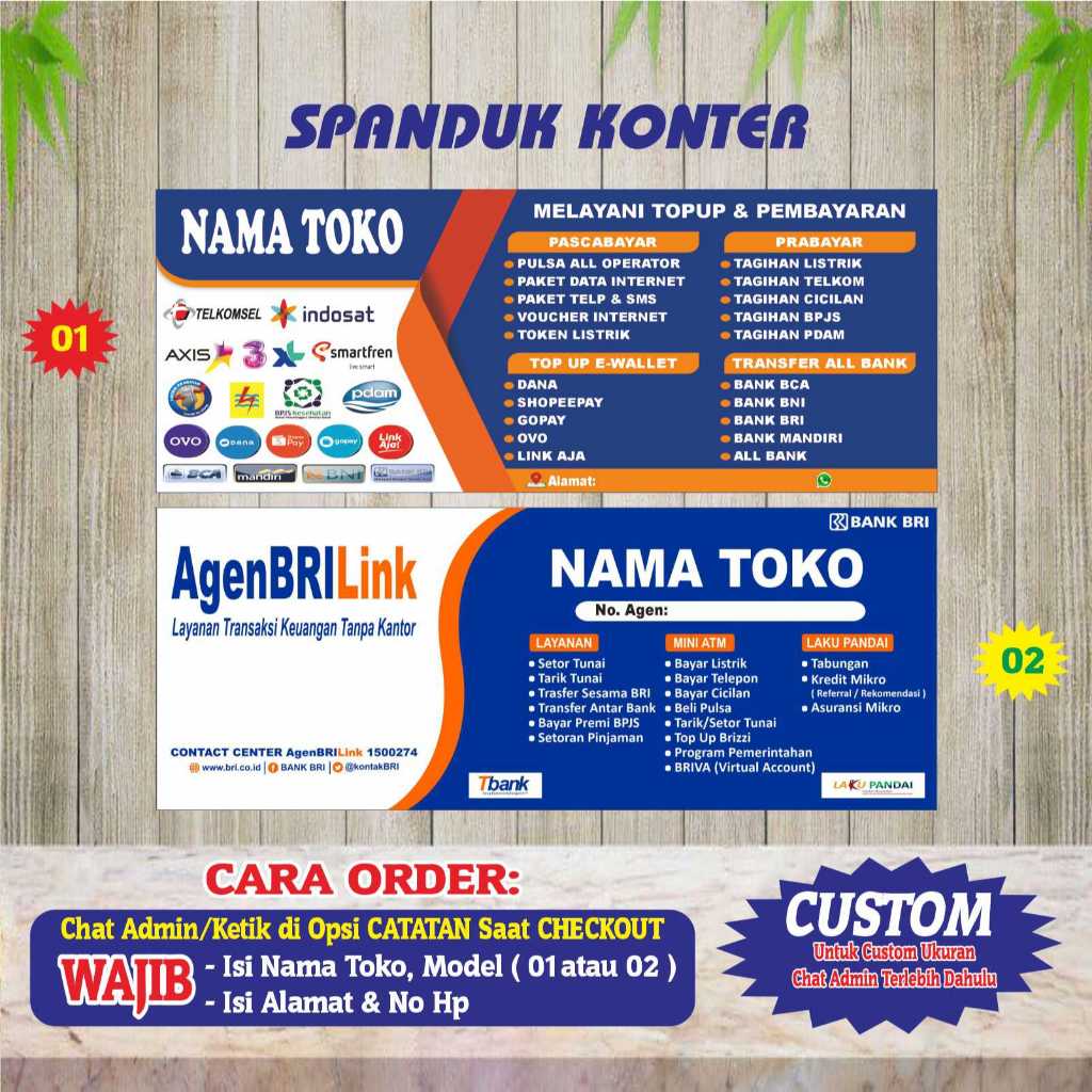 Spanduk Banner Konter Pulsa Brilink Banner Hp Bisa Request Design Gratis Custom